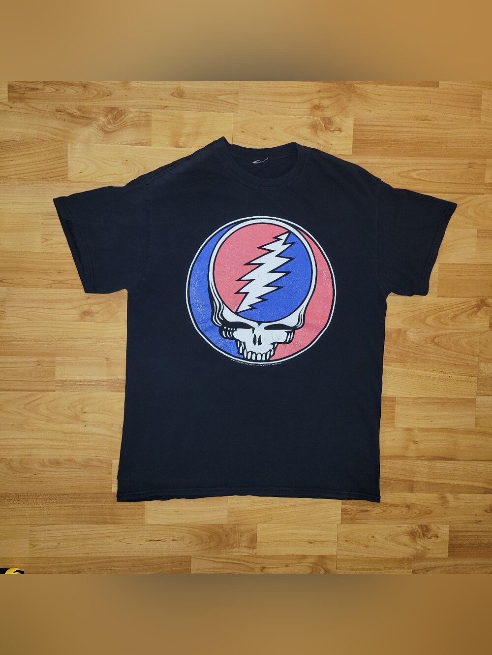 Grateful Dead 2012 Black Tee Red & Blue Steal Your Face Skull Graphic, Medium
